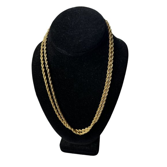 Vintage Gold-Tone Rope Chain Necklace 24" Unisex Costume Jewelry - Picture 1 of 2